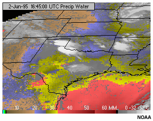 Precipitable water and surface temperature products when using the 10.7 and 11 micron channels in combination
