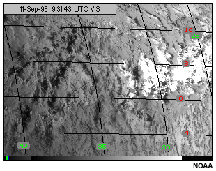 This still image shows sunglint viewed with the GOES-8 visible channel.