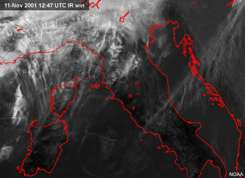 zoom of IR  image over Italy.
