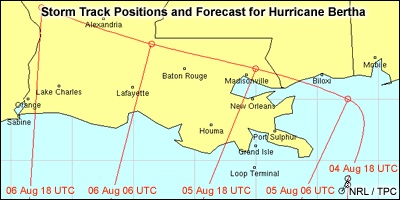 ACTF storm track forcast for Hurricane Bertha