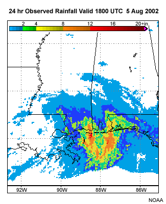 stage 4 observed rainfall totals for Hurricane Bertha