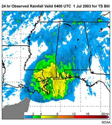 Stage 4 rainfall totals for TS Bill