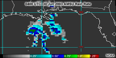 AMSU rainrate image of TS Bill