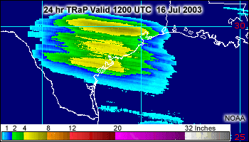 24-hour TRaP product for Hurricane Claudette