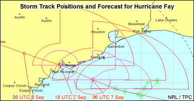ACTF storm track forecast for TS Fay