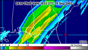 24-hour TRaP product for Hurricane Hanna
