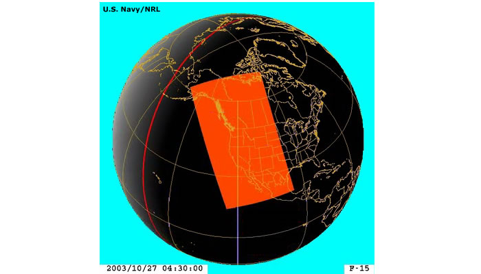 Drawing representing a DMSP OLS pass over Southern California
