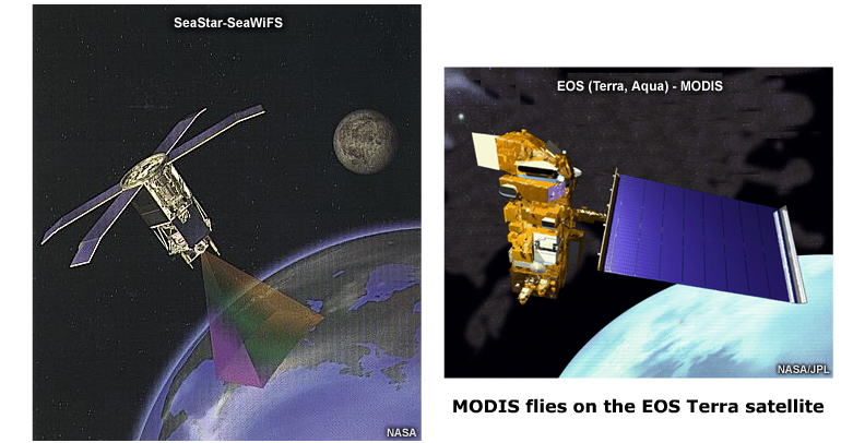 Drawings on the Seastar and EOS Terra MODIS satellites