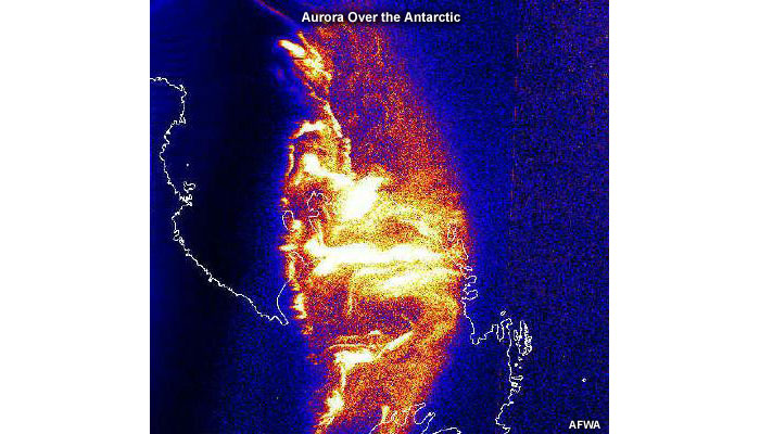 OLS nighttime visible image of Aurora Austrailis over  the South Pole