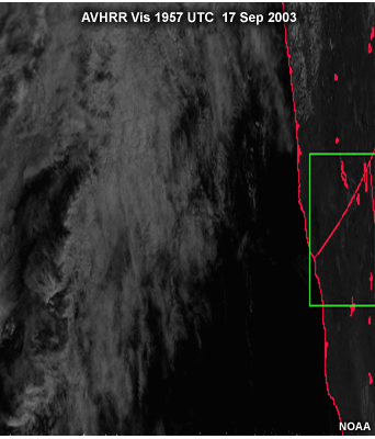 AVHRR  edge of scan image showing the West Coast of the U.S.