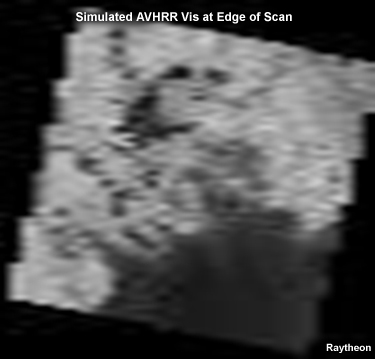 Landsat simulation of AVHRR data at edge of scan