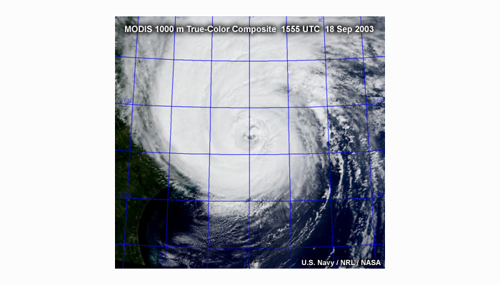 MODIS 1 km resolution view of Hurricane Isabel