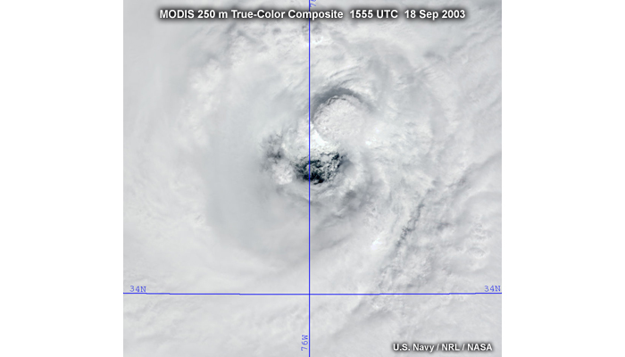 MODIS 250 m resolution view of Hurricane Isabel