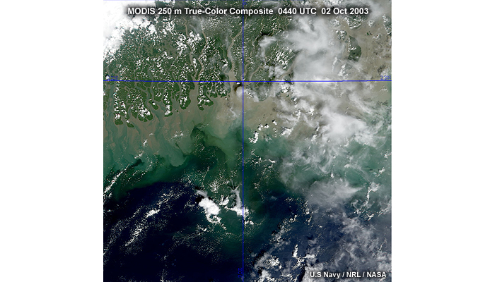 MODIS  true-color visible  image at 250 m resolution of the Bangladesh coastine