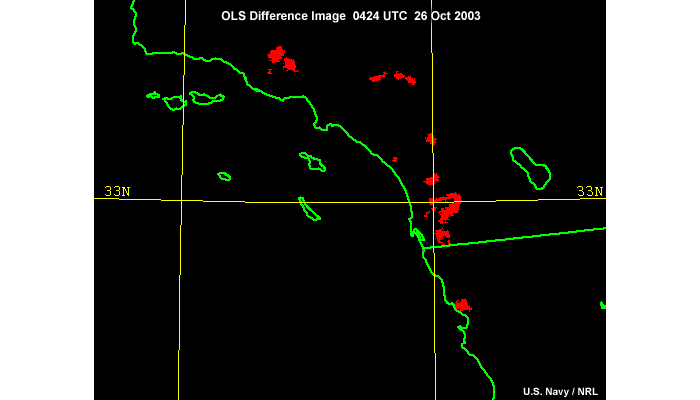 OLS difference image isolating fires