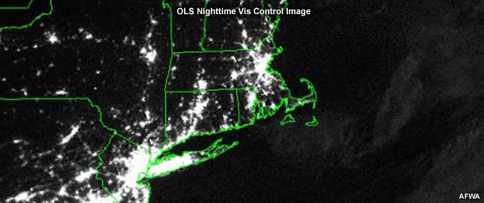 OLS nighttime visible control image of NE US lights