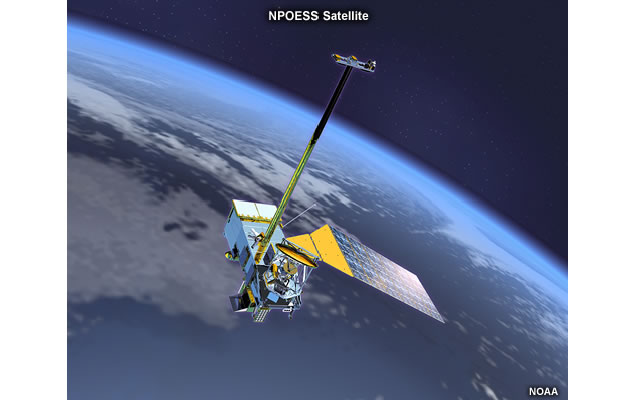Drawing of NPOESS satellite in orbit