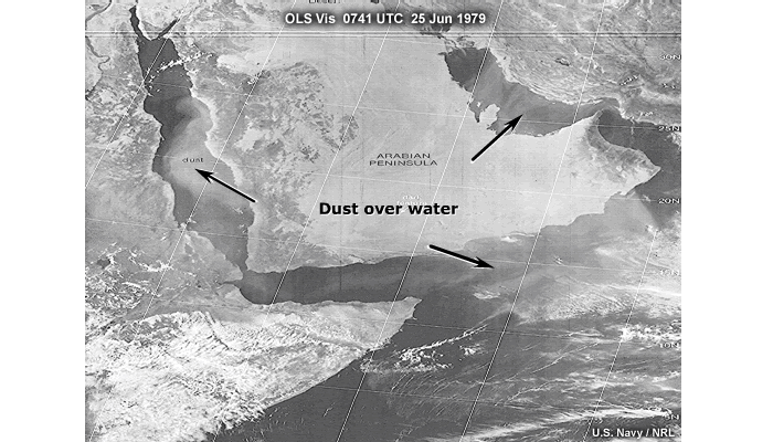 OLS archive vis fine image of dust storm over Arabian peninsula