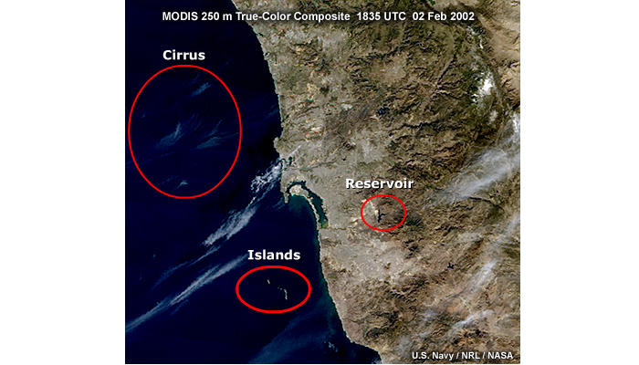 MODIS  true-color visible  image at 250 m resolution of the San Diego coastine