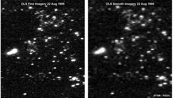 OLS smooth vs. fine nighttime visible image lights over  Para. Brazil