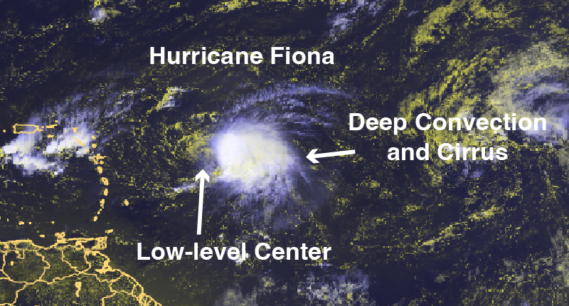 Plot of the Day Cloud Convection RGB during Hurricane Fiona (2022; AL072022) on 1500 UTC 16 September 2022.